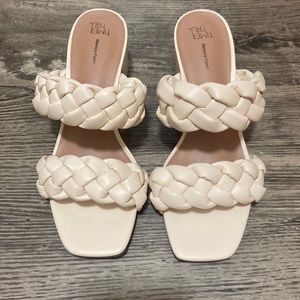 Cream braided heels, size 7, Time and Tru